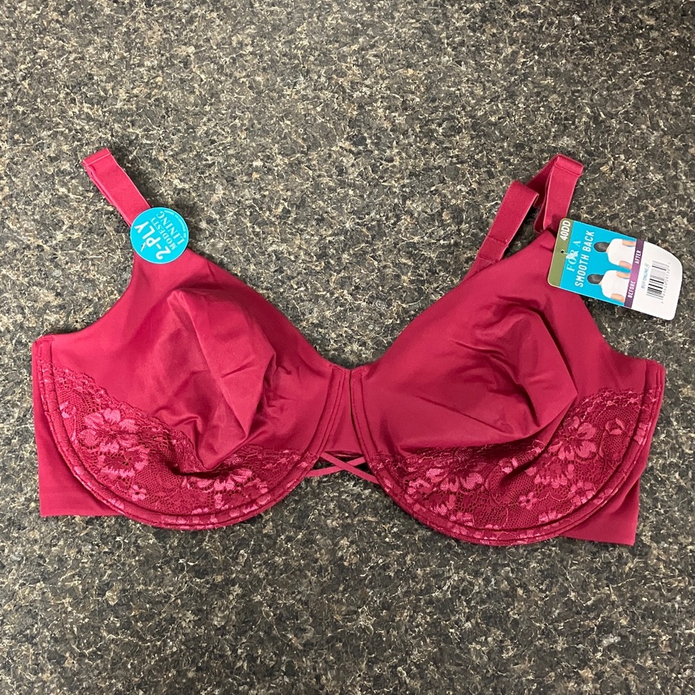 NWT vanity fair burgundy underwire bra 40DD style # 76571